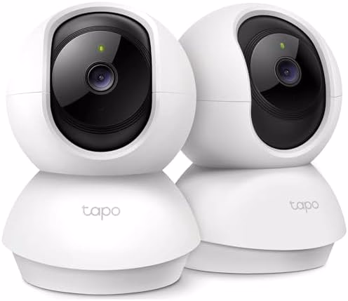 Tapo 2K Pan/Tilt Security Camera for Baby Monitor, Dog Camera w/Motion Detection, 2-Way Audio Siren, Night Vision, Cloud&SD Card Storage, Works w/Alexa & Google Assistant, 2-Pack (Tapo C210P2)