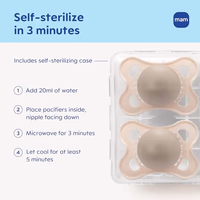 MAM Original Matte Baby Pacifiers 0-6 Months, Binky for Newborn Babies, BPA-Free Skin Soft Silicone Nipple, Easy to Clean, Developed with Medical Experts, 2 Count, With Sterilizer Case, Made in Europe thumbnail 4