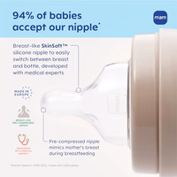 MAM 6oz Premium Glass Wide Neck Baby Bottle with Slow Flow Breastfeeding-Like Silicone Nipple, Easy to Clean,BPA Free, 0+ Months, Easy Switch Between Breast and Bottle, Made in Europe, 3 Pack Boy thumbnail 3