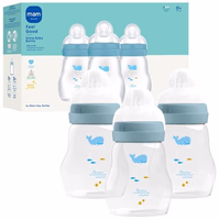 MAM 6oz Premium Glass Wide Neck Baby Bottle with Slow Flow Breastfeeding-Like Silicone Nipple, Easy to Clean,BPA Free, 0+ Months, Easy Switch Between Breast and Bottle, Made in Europe, 3 Pack Boy thumbnail 1