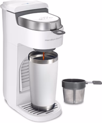 Hamilton Beach 47621 The Scoop Single Serve Coffee Maker & Fast Grounds Brewer for 8-14oz. Cups, Brews in Minutes, Next Gen, White thumbnail 1