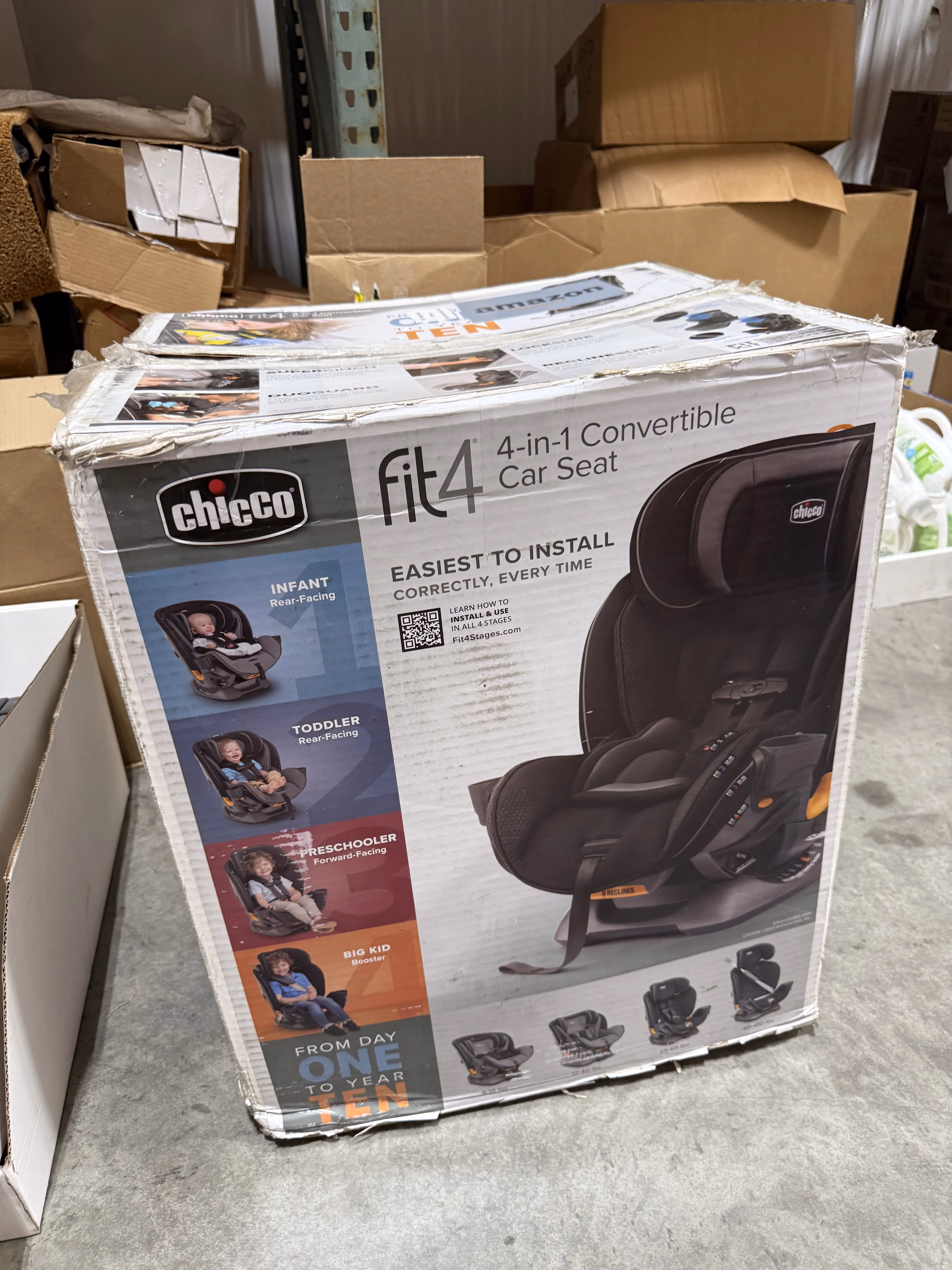 Chicco Fit4 4-in-1 Convertible Car Seat, Rear-Facing Seat for Infants 4-40 lbs., Forward-Facing Car Seat 25-65 lbs., Booster 40-100 lbs. | Element/Black thumbnail 3
