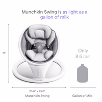 Munchkin Electric Baby Swing, Portable and Lightweight, Bluetooth Enabled Infant Rocker with Natural Sway in 5 Ranges of Motion, Newborn Nursery Essentials, White/Grey thumbnail 4