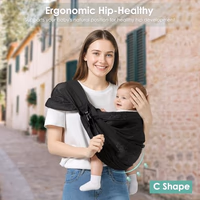 Baby Sling Carrier, Toddler Sling Carrier with Wide Shoulder Strap, Lightweight Baby Carriers Newborn to Toddler Infant Wrap Carriers Perfect for Mom and Dad, 7-30lbs, Black Mesh thumbnail 5