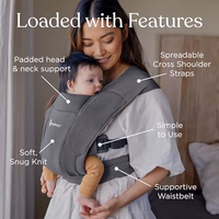 Ergobaby Embrace Baby Carrier Newborn to Toddler - Breathable Baby Carriers for Summer - Cozy Essentials (7-25 Pounds), Ponte Knit, Heather Grey thumbnail 3