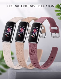 Minyee 3 Packs Compatible with Fitbit Luxe Bands for Women Soft Silicone Floral Engraved Sport Strap Dandelion Wristband Replacement for Fitbit Luxe Watch Bands/Luxe Special Edition Fitness Tracker thumbnail 2