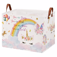 XHWZOF Unicorn Gift Bag Pink Kids Laundry Basket Rainbow Cloud Unicorn thumbnail 1