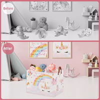 XHWZOF Unicorn Gift Bag Pink Kids Laundry Basket Rainbow Cloud Unicorn thumbnail 4