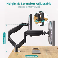 WALI Dual Monitor Mount for 17-32 inch Screens, Dual Monitor Arms for 2 Monitors Holds 19.8 lbs, Adjustable Gas Spring Dual Monitor Stand for Desk, VESA Mount 75x75/100x100mm (GSMP002), Black thumbnail 4