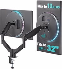 WALI Dual Monitor Mount for 17-32 inch Screens, Dual Monitor Arms for 2 Monitors Holds 19.8 lbs, Adjustable Gas Spring Dual Monitor Stand for Desk, VESA Mount 75x75/100x100mm (GSMP002), Black thumbnail 1