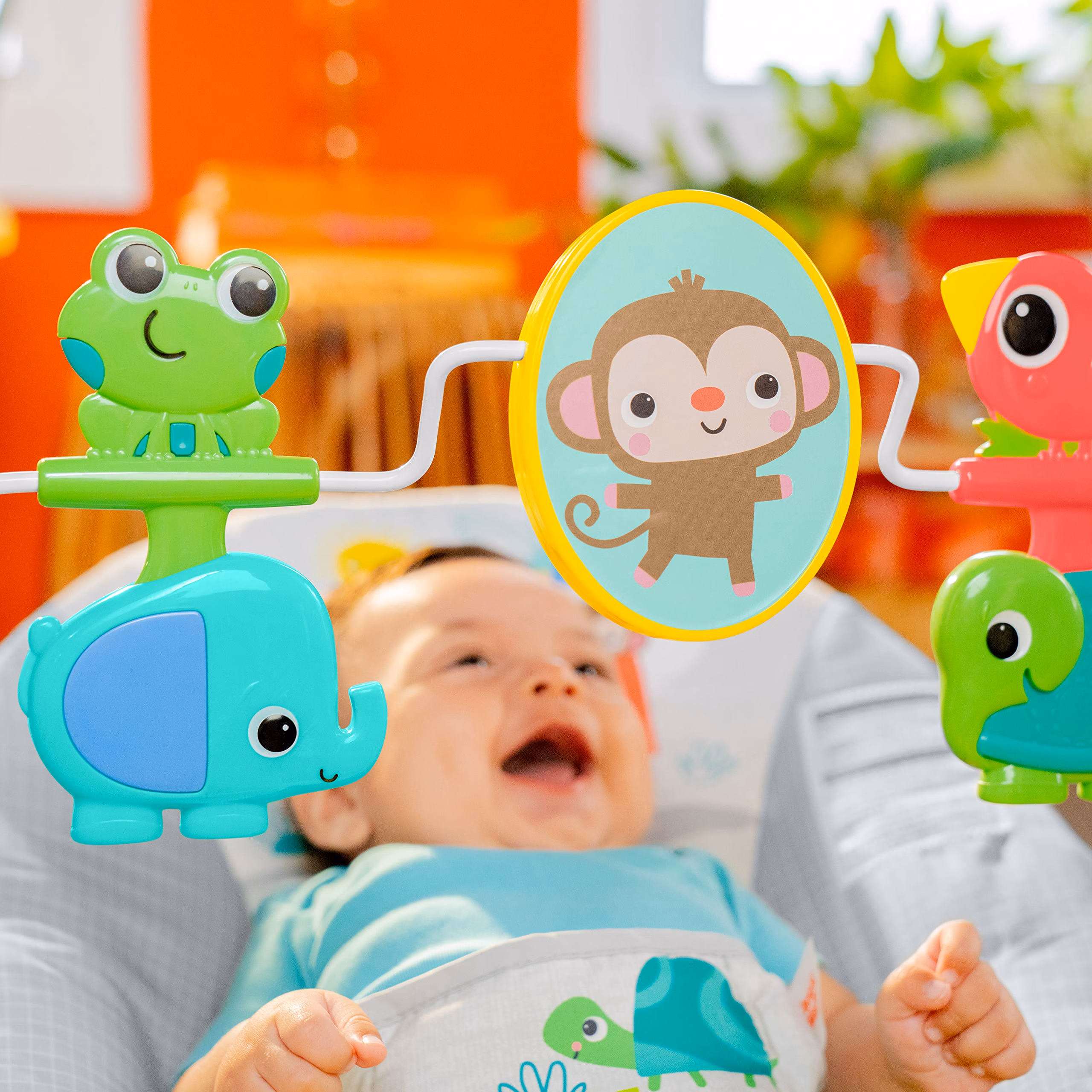 Bright Starts Playful Paradise Comfy Baby Bouncer Seat with Soothing Vibration and Toys, Unisex, 0-6 Months thumbnail 4