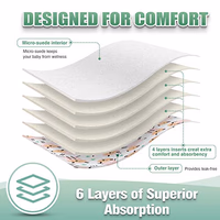 wegreeco Cloth Diapers 6 Pack with 6 Inserts & 1 Wet Bag, Washable Cloth Diapers for Babies, One Size Adjustable Reusable (Flower) thumbnail 4