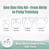 wegreeco Cloth Diapers 6 Pack with 6 Inserts & 1 Wet Bag, Washable Cloth Diapers for Babies, One Size Adjustable Reusable (Flower) thumbnail 3