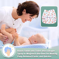 wegreeco Cloth Diapers 6 Pack with 6 Inserts & 1 Wet Bag, Washable Cloth Diapers for Babies, One Size Adjustable Reusable (Flower) thumbnail 5