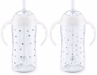 NUK Learner Straw Cup, 10oz, 2-Pack - Toddler Sippy Cup with Soft Straw for Easy Drinking, Suitable for Ages 8 Months and Up, Timeless Collection thumbnail 1