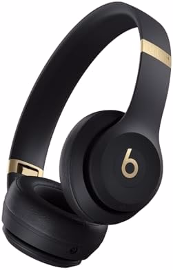 Beats Solo 4 - Wireless On-Ear Bluetooth Headphones, Up to 50-Hour Battery Life, Ultra-Lightweight Comfort, Powerful and Balanced Sound, Apple & Android Compatible - Black & Gold