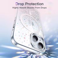 JETech Glitter Case for iPhone 15 Plus 6.7-Inch Compatible with MagSafe, Clear Cute Bling Sparkle for Women and Girls, Shiny Shockproof Magnetic Sparkly Phone Cover (Clear) thumbnail 5