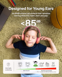 Belkin SoundForm Mini w/Case - Wireless Bluetooth Kids Headphones with 30H Battery Life, 85dB Safe Volume Limit, Built-in Microphone - Kids On-Ear Earphones for iPhone, iPad, & More - Pink thumbnail 2