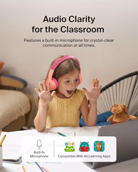 Belkin SoundForm Mini w/Case - Wireless Bluetooth Kids Headphones with 30H Battery Life, 85dB Safe Volume Limit, Built-in Microphone - Kids On-Ear Earphones for iPhone, iPad, & More - Pink thumbnail 5