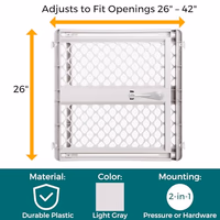 MYPET Universal Pet Gate: 26” - 42” Wide Dog Gate for Doorways with Pressure Fit or Swinging Door Hardware Mounting Types Included: 26" Tall; Gray thumbnail 2