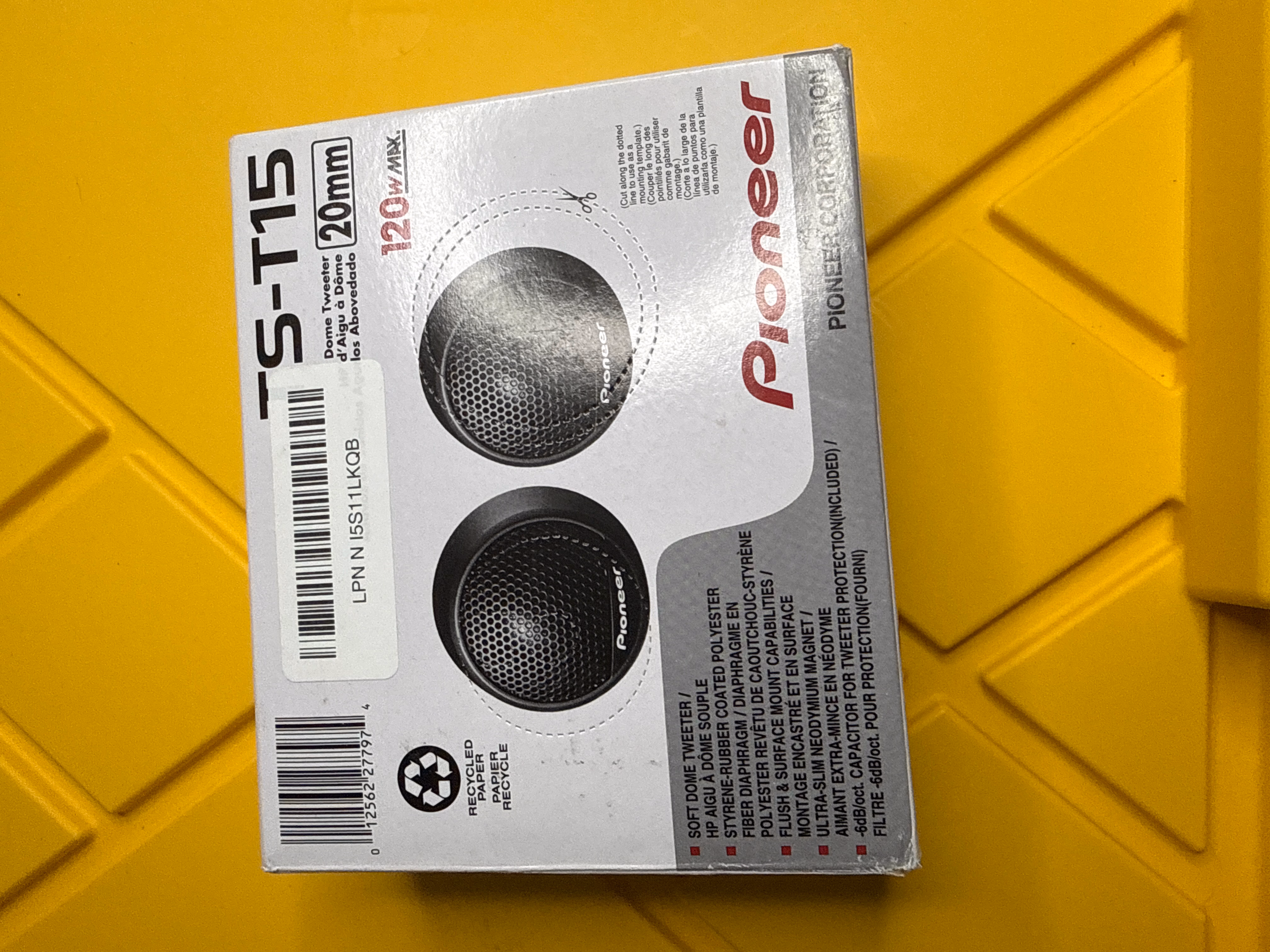 Pioneer TS-T15 3/4" 120 W Max Power Special Fit