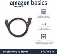 Amazon Basics DisplayPort (Source) to HDMI (Display) Cable, Uni-Directional, 3 Foot, Black thumbnail 2