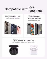 Belkin Magnetic Wireless Charging Pad Qi2 15W w/Kickstand - MagSafe-Compatible Qi2-Certified Wireless Charger for iPhone 17, Samsung Galaxy S25, AirPods, & More w/Power Supply Included - Black thumbnail 4