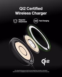 Belkin Magnetic Wireless Charging Pad Qi2 15W w/Kickstand - MagSafe-Compatible Qi2-Certified Wireless Charger for iPhone 17, Samsung Galaxy S25, AirPods, & More w/Power Supply Included - Black thumbnail 2
