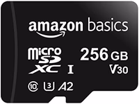 Amazon Basics microSDXC Memory Card with Full Size Adapter, A2, U3, Read Speed up to 100 MB/s, 256GB, Black thumbnail 1
