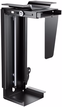 PEGZONE Adjustable Under Desk PC Mount, 3.5 to 8 Inch Wide Computer Tower Holder with Locking Handle,360 Degree Swivel Adjustable Height and Width, Black thumbnail 1