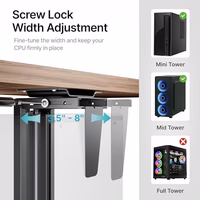 PEGZONE Adjustable Under Desk PC Mount, 3.5 to 8 Inch Wide Computer Tower Holder with Locking Handle,360 Degree Swivel Adjustable Height and Width, Black thumbnail 4