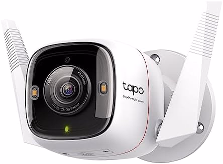 Tapo ColorPro Wi-Fi Outdoor Camera | Plug-in | Daylight Clarity at Night | 2K QHD | Person/Pet/Vehicle Detection | Local/Cloud Storage | 127° FOV | Built-in Siren C325WB