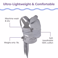 Boppy ComfyGrow Baby Carrier, 7-35lbs, Dove Gray, Newborn to Toddler with 3 Carrying Positions, 3-Stage Adjustable Seat and Head Support, Cotton Fabric thumbnail 4