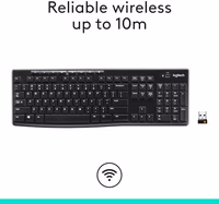 Logitech K270 Wireless Keyboard for Windows, 2.4 GHz Wireless, Full-Size, Number Pad, 8 Multimedia Keys, 2-Year Battery Life, Compatible with PC, Laptop, Black thumbnail 4