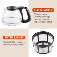 Elite Gourmet EHC4128 Automatic 4-Cup Brew & Drip Coffee Maker with Pause N Serve, Glass Carafe, Reusable Filter, On/Off Switch, Keep Warm, Water Level Indicator, Black thumbnail 2