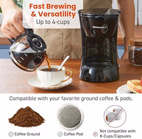 Elite Gourmet EHC4128 Automatic 4-Cup Brew & Drip Coffee Maker with Pause N Serve, Glass Carafe, Reusable Filter, On/Off Switch, Keep Warm, Water Level Indicator, Black thumbnail 5