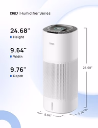 DREO Smart Evaporative Humidifier Large Room up to 1000ft², 800ml/h High Output Air Humidifiers for Bedroom, 10L, 50H Long Runtime with Precise Humidification for Plants, Home, Office, White, HHM774S thumbnail 2