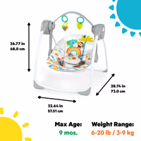 Bright Starts Playful Paradise Portable Compact Automatic Baby Swing with Music, Unisex, Newborn + thumbnail 3