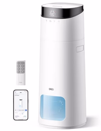 DREO 16L Smart Humidifier Large Room 1000 ft², 130H Cool Mist Air Humidifiers for Bedroom Plants Baby, Top Fill, Remote/Touch/Voice & APP Control, Clean Tank Technology, 30dB, RGB Light, HM755S White thumbnail 1