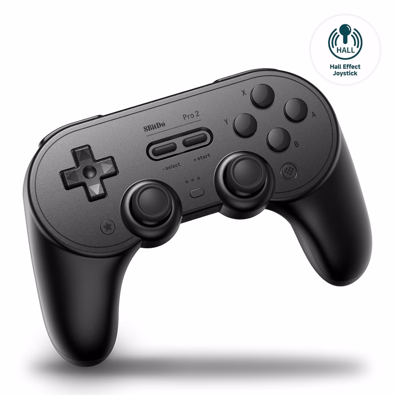 8BitDo Pro 2 Bluetooth Controller for Switch/Switch 2, Hall Effect Joysticks, 2 Pro Back Paddle Buttons, Wireless Gaming Controller for Switch, PC, Android, and Steam Deck & Apple (Black Edition)