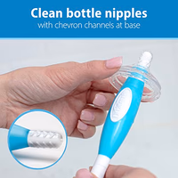 Dr. Brown's Reusable Sponge Baby Bottle Cleaning Brush with Suction Cup Stand, Scrubber and Nipple Cleaner, BPA-Free, Blue, 1-Pack thumbnail 5