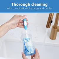 Dr. Brown's Reusable Sponge Baby Bottle Cleaning Brush with Suction Cup Stand, Scrubber and Nipple Cleaner, BPA-Free, Blue, 1-Pack thumbnail 4