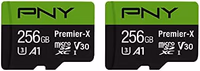 PNY 256GB Premier-X Class 10 U3 V30 microSDXC Flash Memory Card 2-Pack thumbnail 1