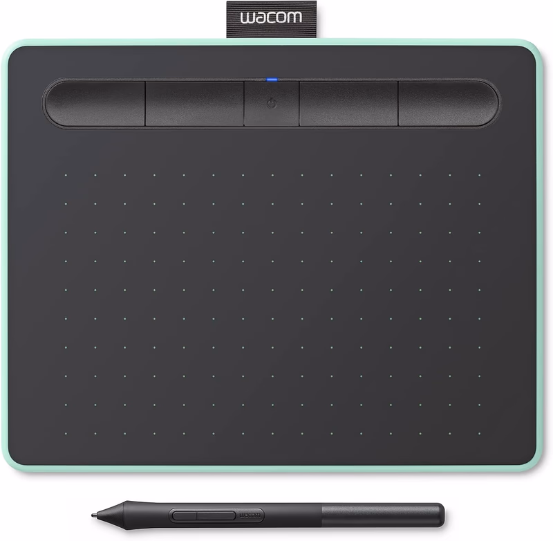 Wacom Intuos Small Bluetooth Graphics Drawing Tablet, Portable for Teachers, Students and Creators, 4 Customizable ExpressKeys, Compatible with Chromebook Mac OS Android and Windows - Pistachio