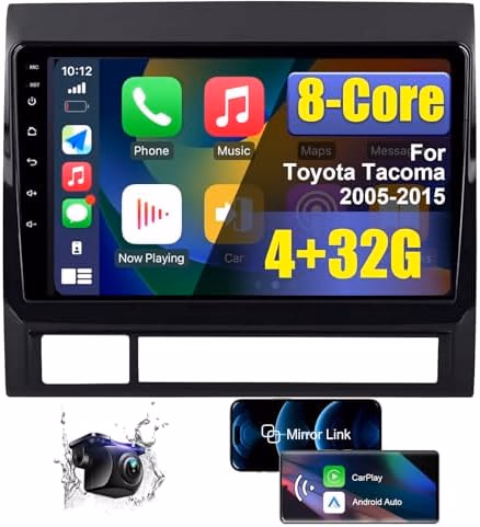 4+32G 8 Core Android Car Radio Stereo for Toyota Tacoma 2005-2015 with Wireless CarPlay/Android Auto, 9 Inch HD Touchscreen Car Radio with AM/FM/RDS Backup Camera Bluetooth WiFi GPS SWC
