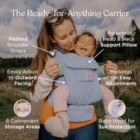 Ergobaby Omni Deluxe Baby Carrier Newborn to Toddler - Breathable Baby Carriers for Summer - All-Position Carrier with Enhanced Lumbar Support & Airflow (7-45 Pounds), Mesh, Serene Blue thumbnail 2