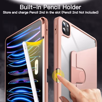 JETech Rotating Case for iPad Pro 11-Inch 2022/2021(4th/3rd gen) with Pencil Holder, 360 Degree Rotation Protective Stand Cover Clear Back, Auto Wake/Sleep (Rose Gold) thumbnail 5