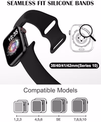 TreasureMax Sport Band Compatible with Apple Watch Bands 38mm 40mm 41mm 42mm 44mm 45mm 46mm 49mm, Soft Silicone Strap Compatible for Apple Watch Series 11 10 9 Ultra SE 8 7 6 5 4 3 Men Women Black thumbnail 2
