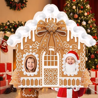 Panelee Christmas Gingerbread House Photo Booth Props Gingerbread Life Size Door Banner Decorations Fabric Backdrop for Xmas Winter Holiday Indoor Outdoor Party Photo Background Decor thumbnail 4