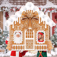 Panelee Christmas Gingerbread House Photo Booth Props Gingerbread Life Size Door Banner Decorations Fabric Backdrop for Xmas Winter Holiday Indoor Outdoor Party Photo Background Decor thumbnail 5